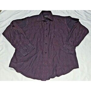 Bugatchi Shirt Mens Medium Button Up Shaped Fit Long Sleeve dark maroon